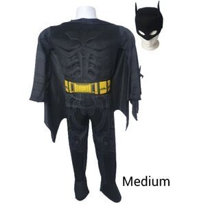 Batman Costume Boy's Medium Molded Chest Jumpsuit Cape Mask NWOT